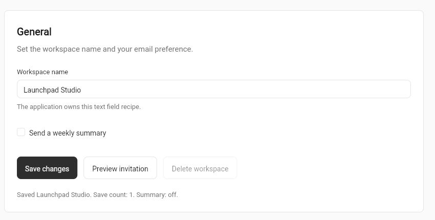 Saved form values with one completed save and summary off